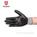 Hespax Certificated Anti-cut Grey HPPE Smooth Nitrile Gloves